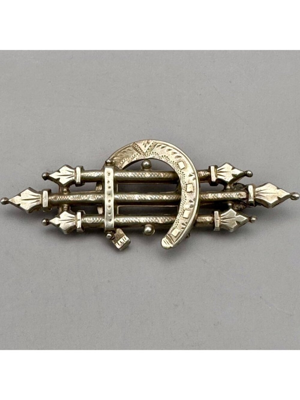 Victorian Sweetheart Lucky Horseshoe Bar Brooch Sterling Silver Birmingham 1889